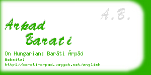 arpad barati business card